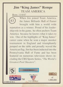 1993 Pro Billiards Tour #83 Jim Rempe Back